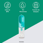 Bebedero Portátil con Filtro para Mascotas 380ml - Botella de Agua con Cuenco Integrado