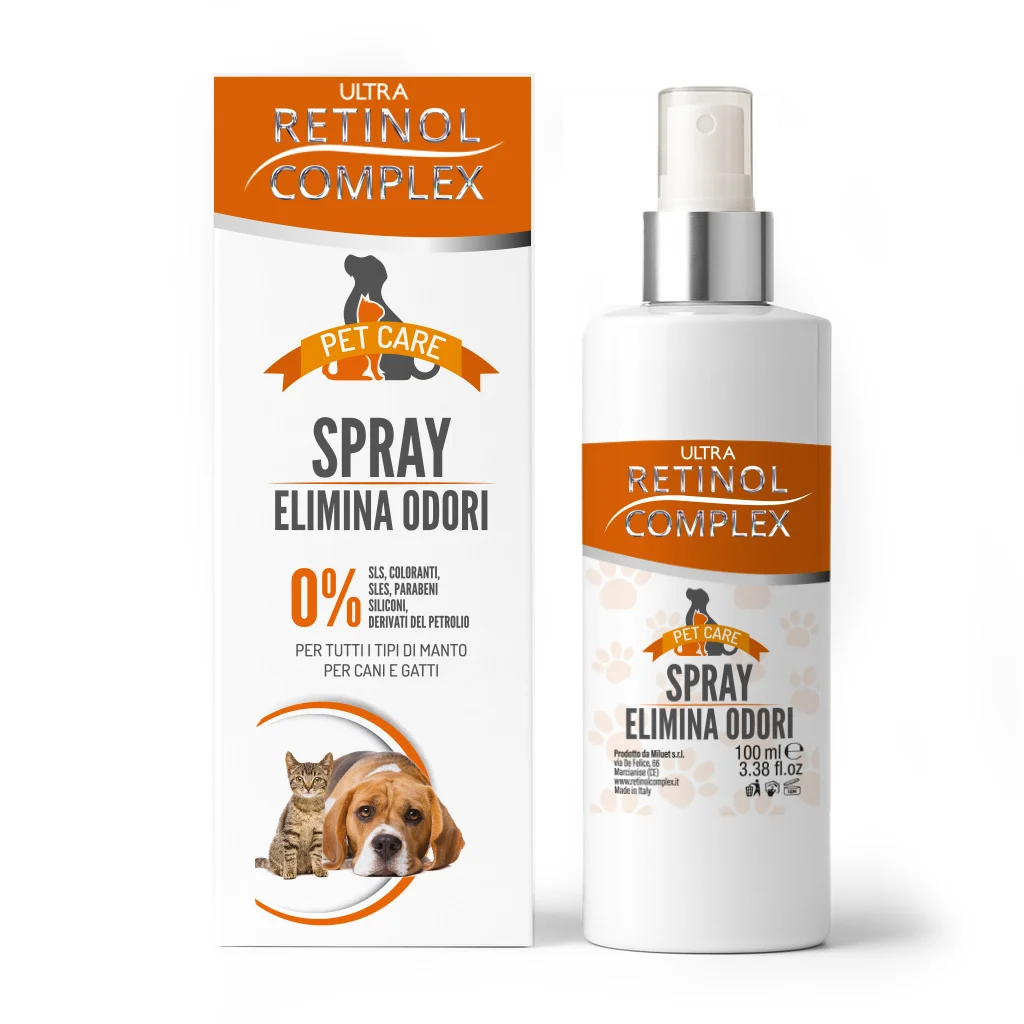 Spray Elimina Olores para Mascotas 100ml Retinol Complex - Neutralizador Fresco