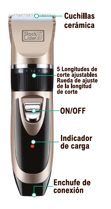Máquina Cortapelos Profesional para Mascotas con Cuchillas Cerámicas y 4 Peines