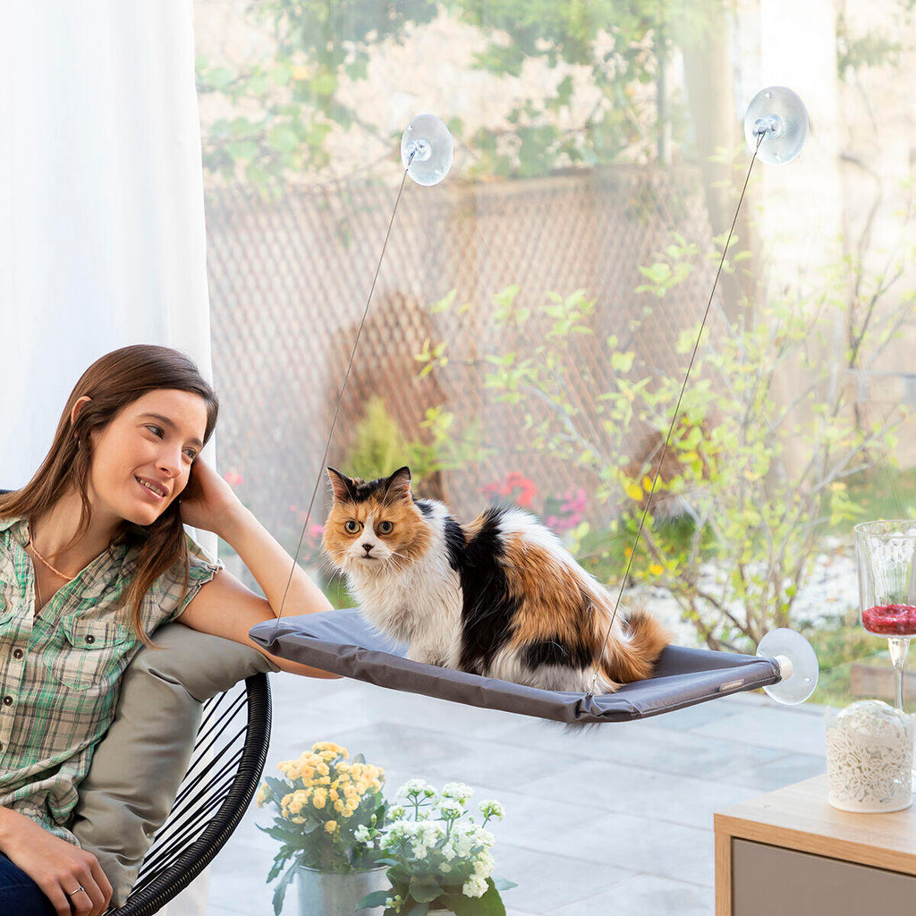 Hamaca Colgante para Gatos Catlax con Ventosas - Cama Elevada para Ventanas