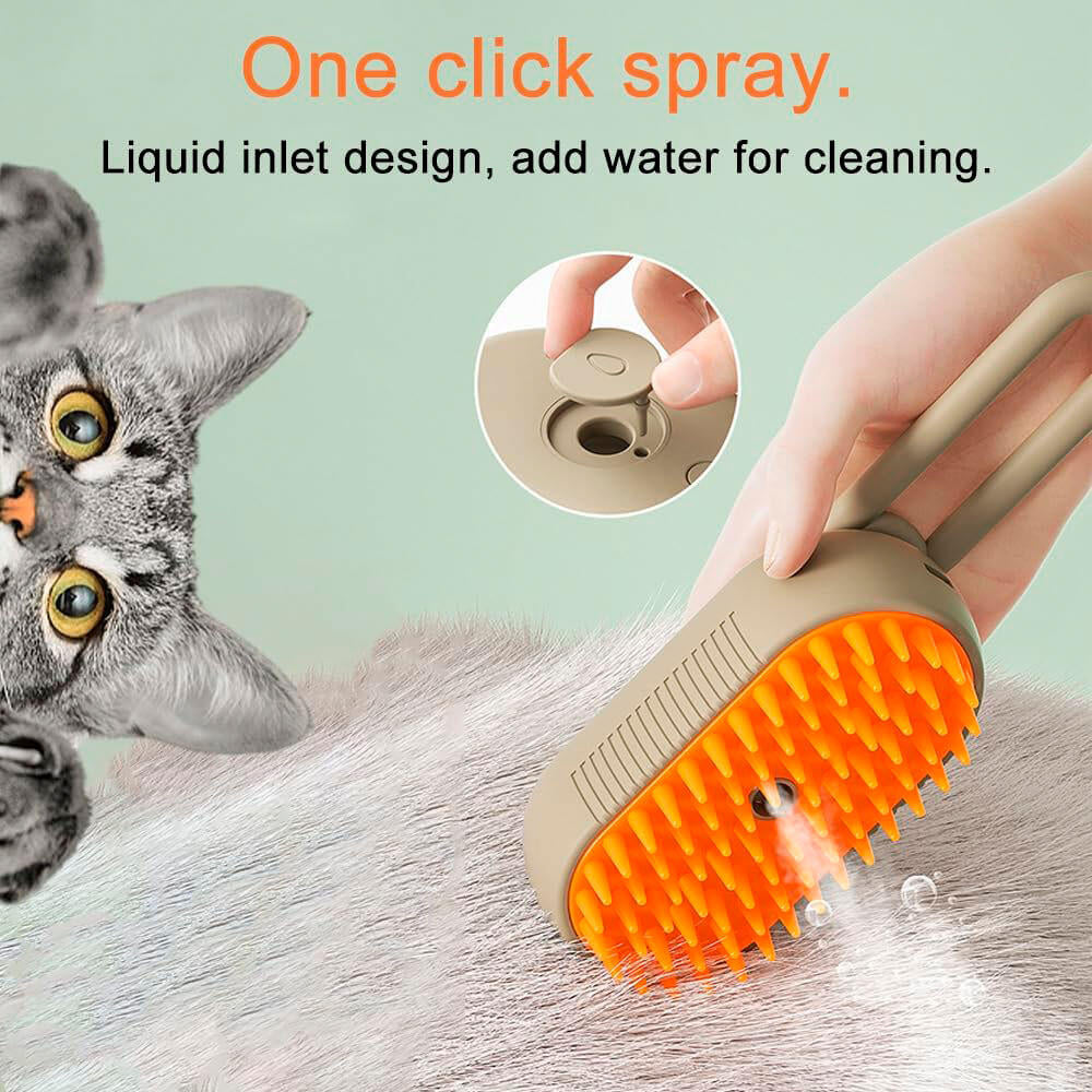 Cepillo de Vapor Multifuncional para Mascotas - Spa en Casa con Mango Giratorio 360°