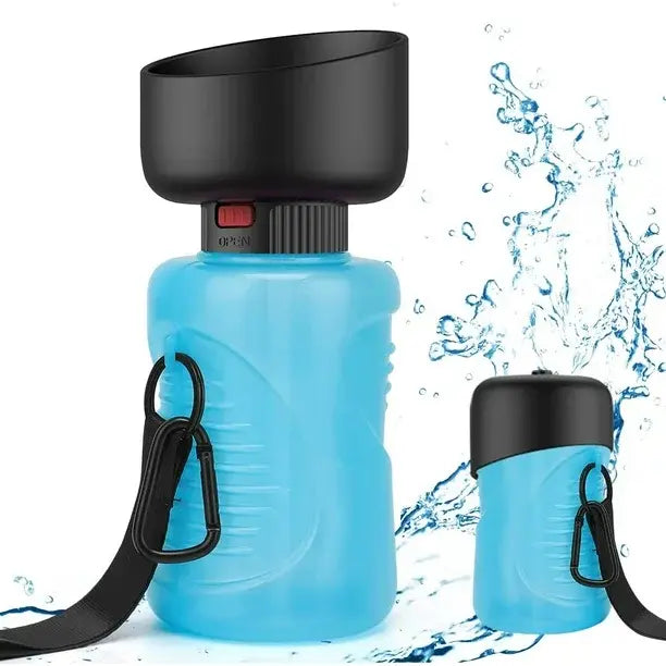 Botella de Agua Plegable para Mascotas 650ml con Cuenco Integrado - Portátil para Perros