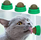 Bola de Catnip Adhesiva Giratoria para Gatos - Juguete Interactivo de Lamido y Juego