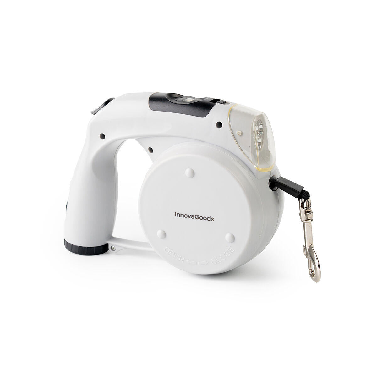 Correa Retráctil para Perros 6 en 1 Leashic - Luz LED, Reloj y Bebedero