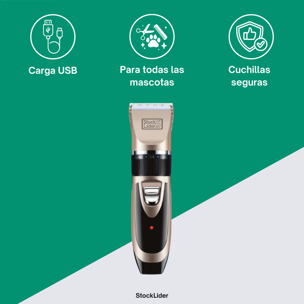 Máquina Cortapelos Profesional para Mascotas con Cuchillas Cerámicas y 4 Peines