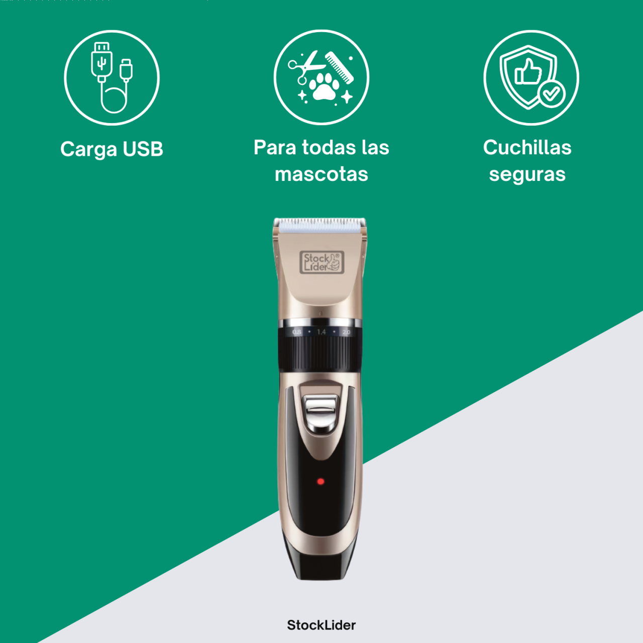 Máquina Cortapelos Profesional para Mascotas con Cuchillas Cerámicas y 4 Peines